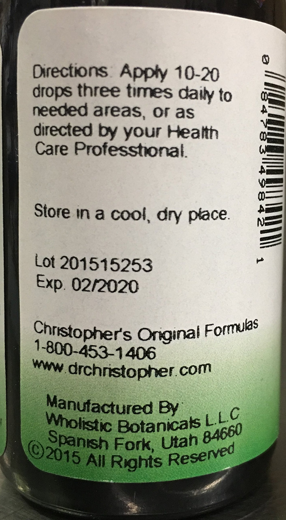 Christopher's CSR Extract dropper emphasizes precise dosing for controlled use.