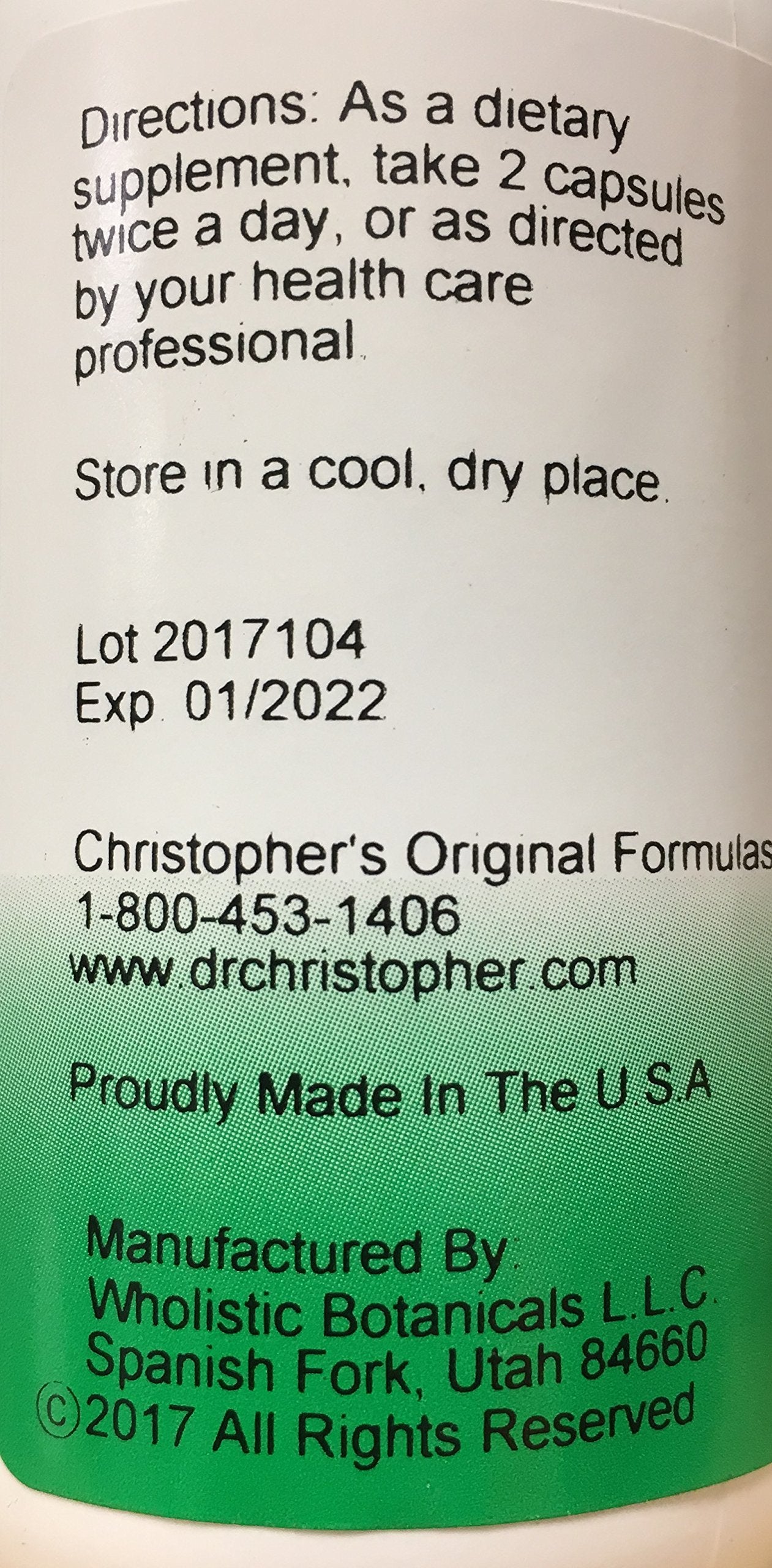 Christopher's Original Formulas Echinacea & Goldenseal capsules pack illustrating daily dosage convenience.