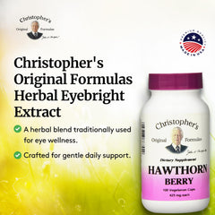 Christopher's Original Formulas Hawthorn Berry Capsules closeup of capsules and natural ingredients.