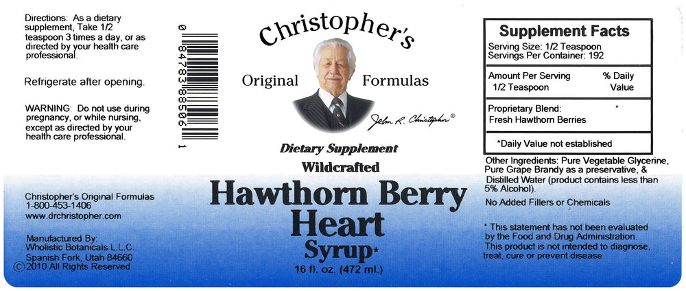 Christopher's Original Formulas hawthorn heart syrup label close-up