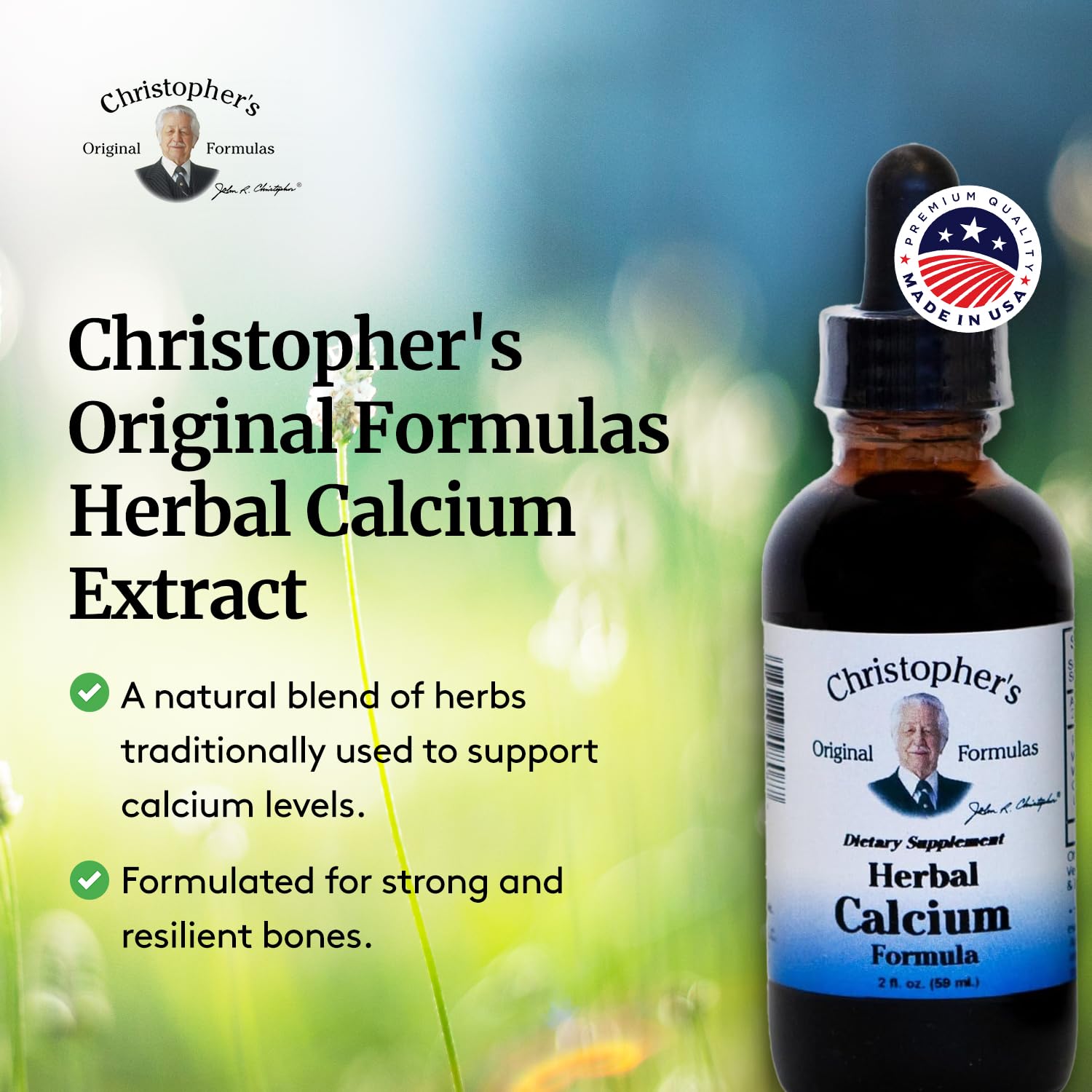 Christopher's Original Formulas Herbal Calcium Extract bottle in use supports active bone health