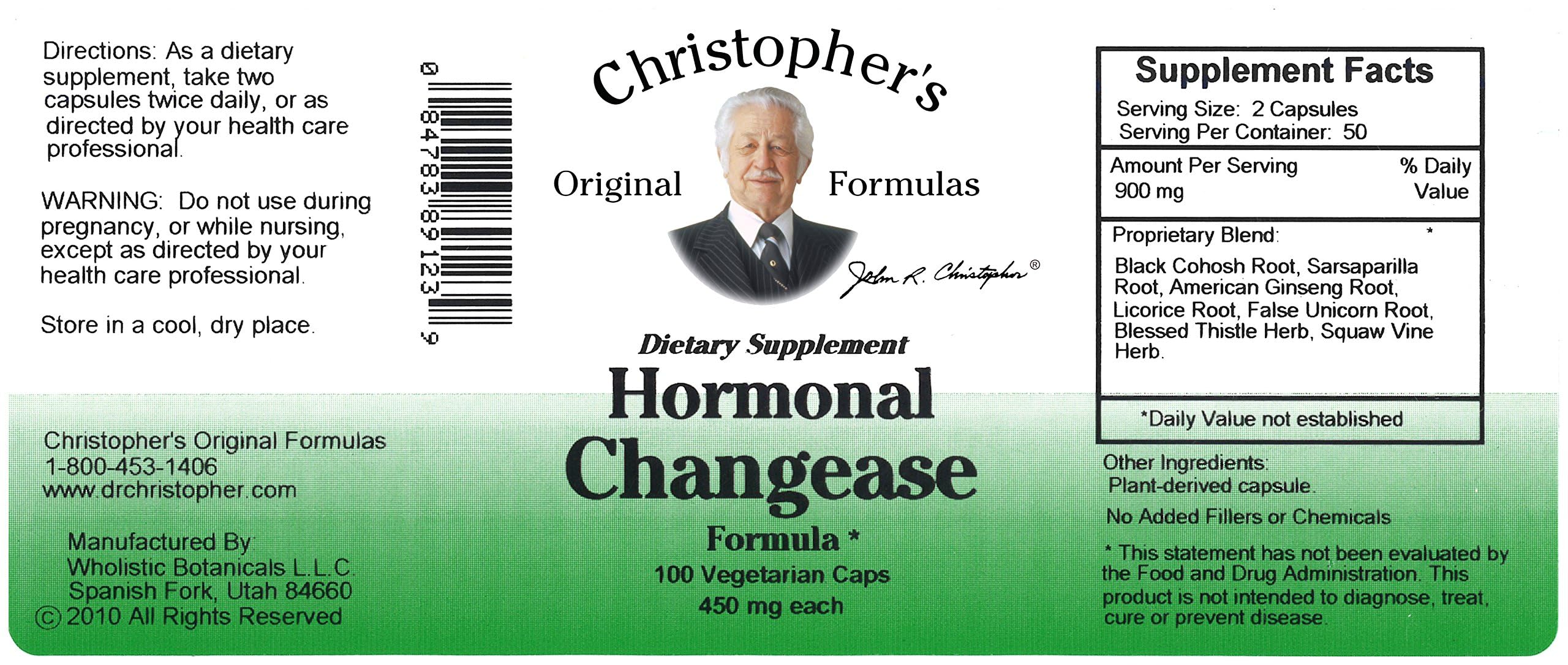 Hormonal Changease capsules by Christopher's Original Formulas for plant-based daily use