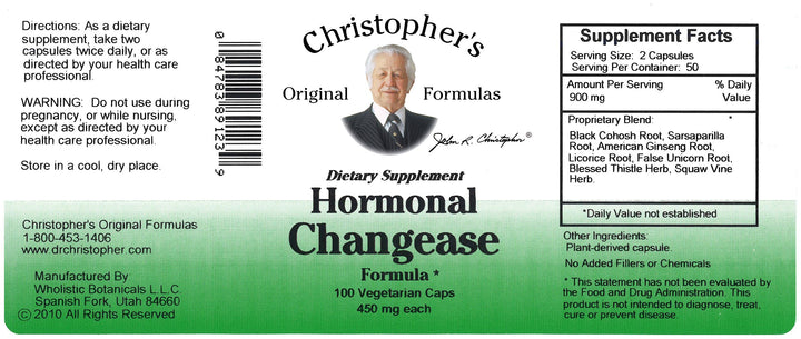 Hormonal Changease capsules by Christopher's Original Formulas for plant-based daily use