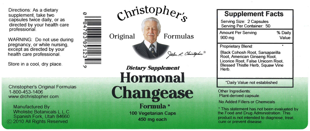 Hormonal Changease capsules by Christopher's Original Formulas for plant-based daily use
