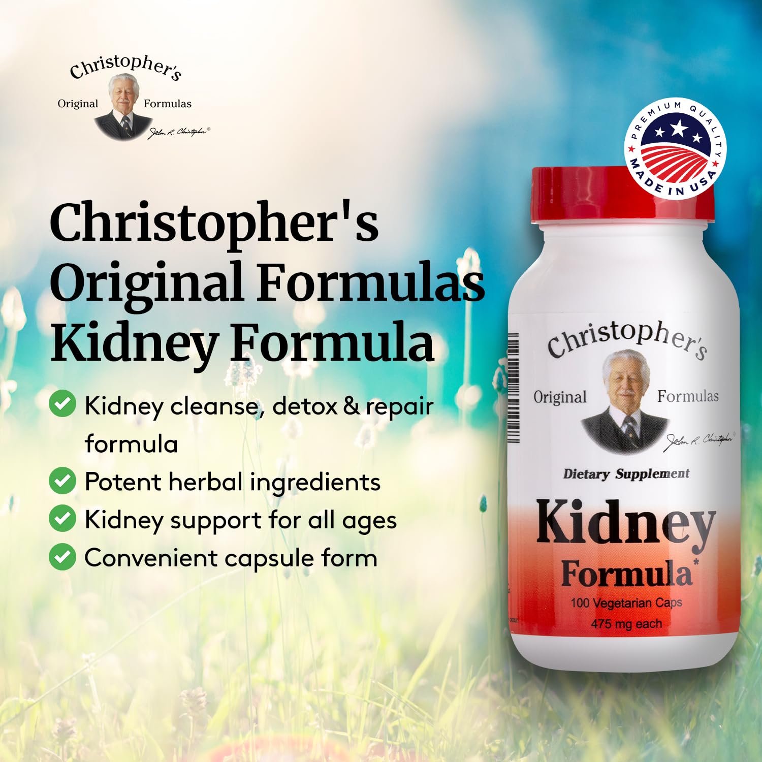 Herbal blend of Kidney Formula with juniper, uva-ursi, and ginger for kidney support