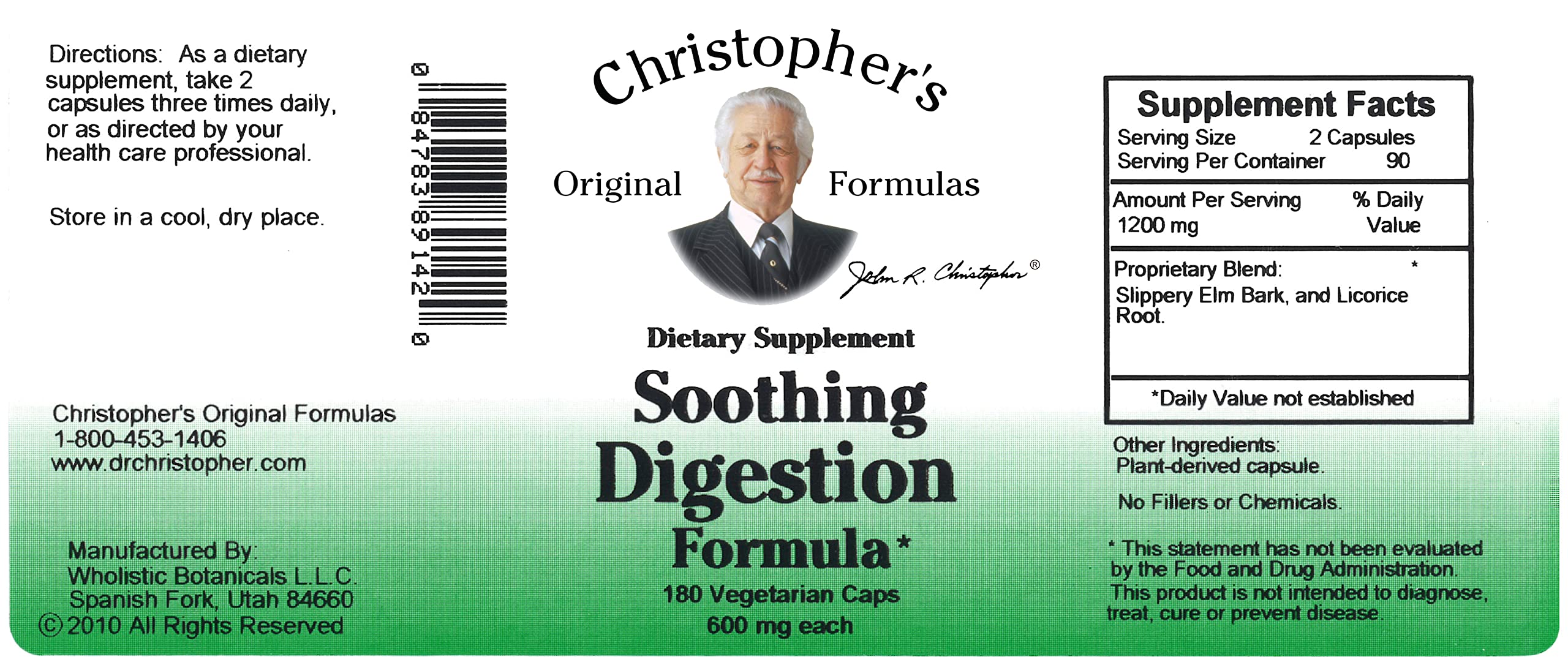 Christopher's Original Formulas licorice root image hints at traditional digestive calm.