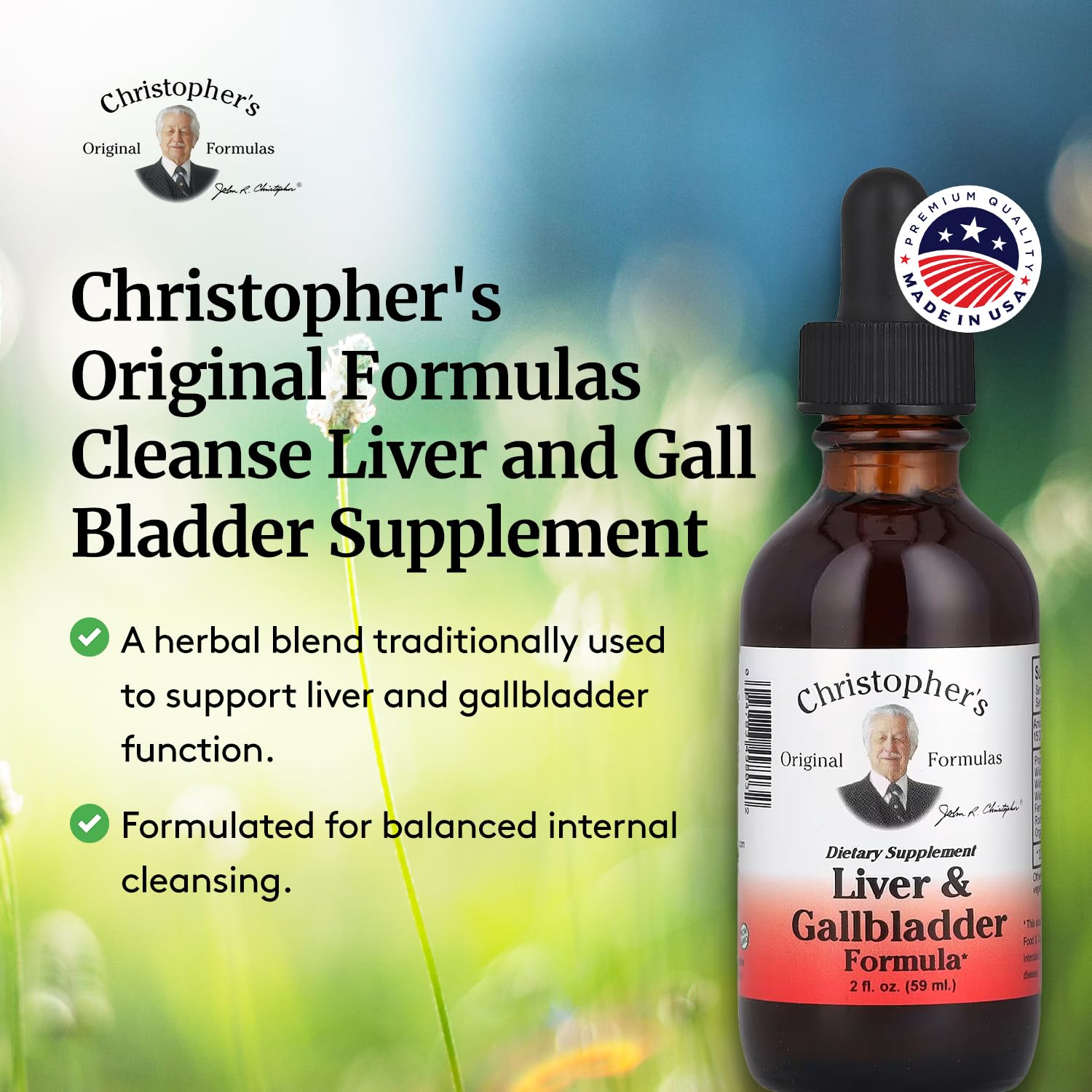 Christopher's Original Formulas Liver & Gallbladder packaging communicates USA-made quality.
