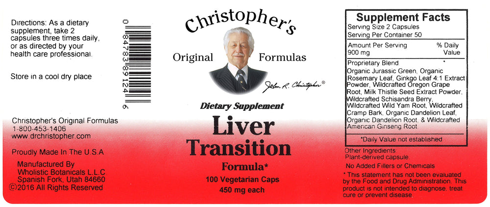 Christopher's Original Formulas Liver Transition—ingredients scene showing natural plant blend.
