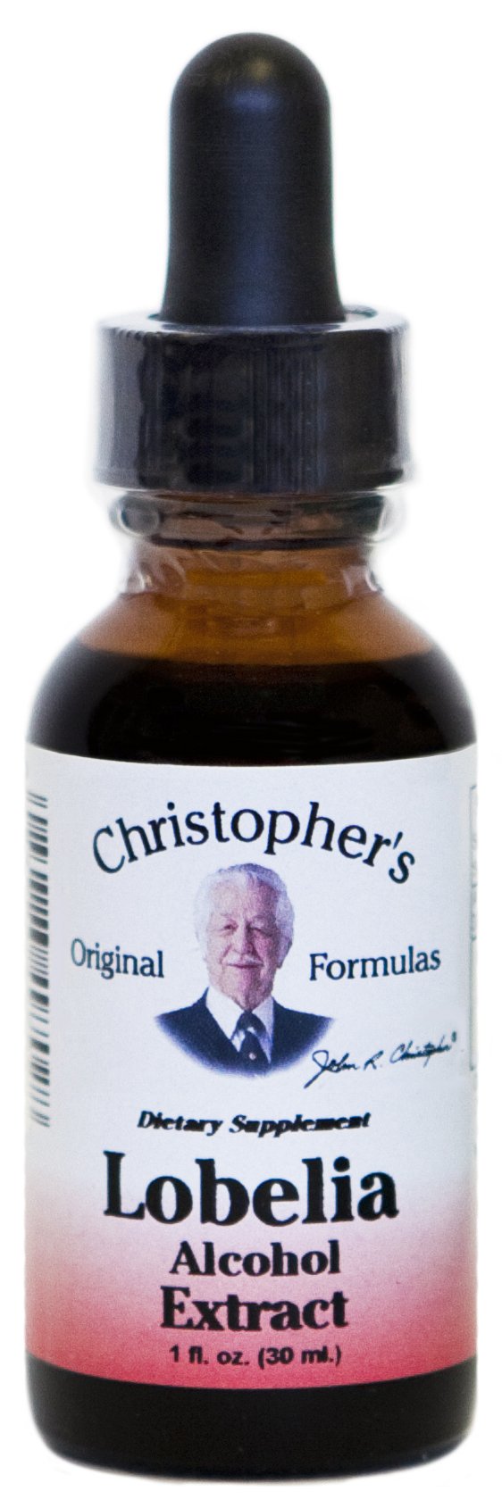 Christopher's Original Lobelia extract bottle close-up for herbal wellness routine.