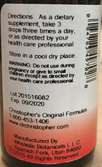 Christopher's Lobelia tincture bottle with dropper highlights easy daily herbal use.