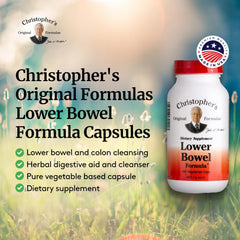 Close detail of the Lower Bowel Cleanse label from Christopher's Original Formulas.
