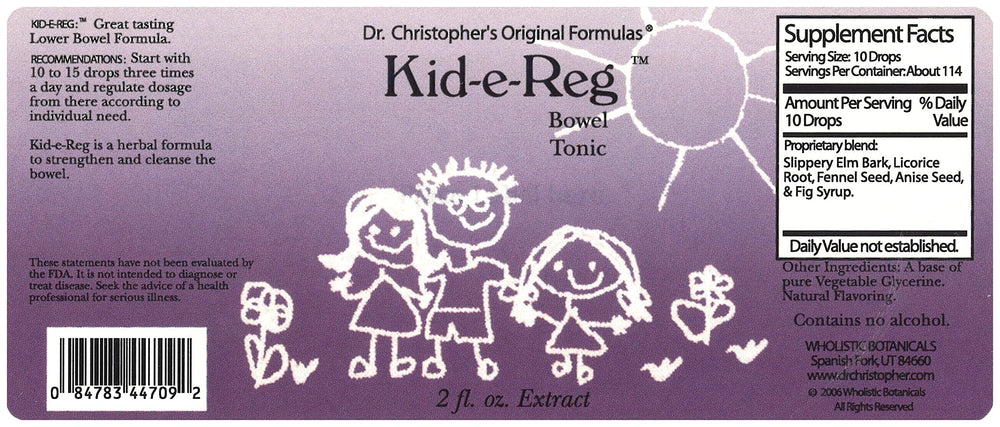 Made in USA Kid-e-Reg, a trusted herbal formula for families.