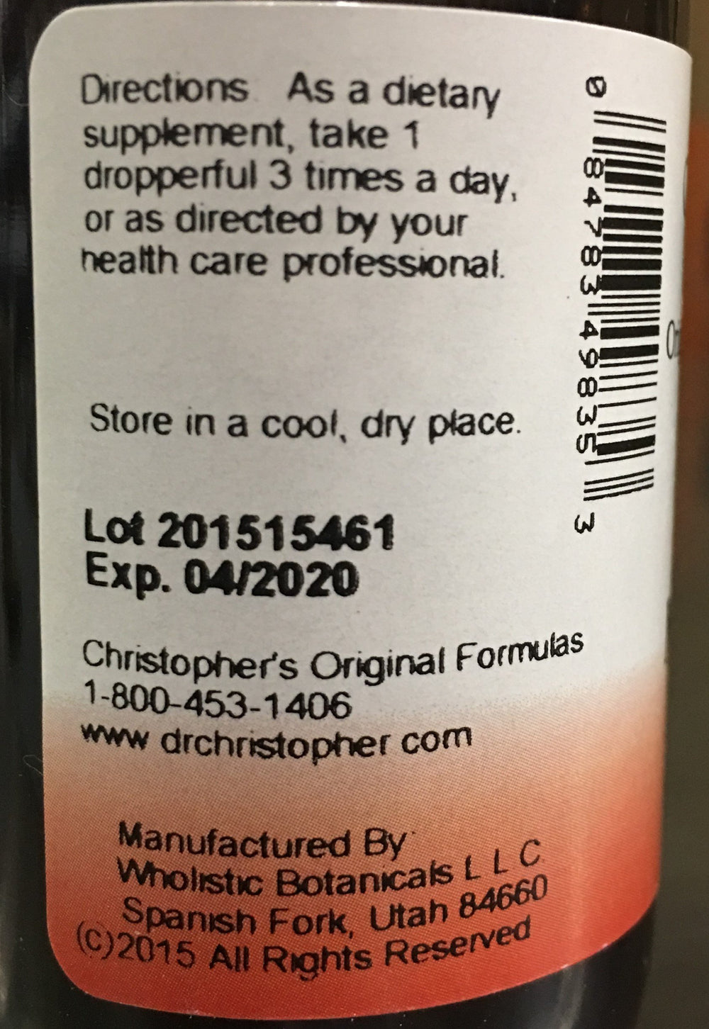 Christopher's Original Formulas Milk Thistle Seed label-closeup on bottle