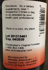 Christopher's Original Formulas Milk Thistle Seed label-closeup on bottle