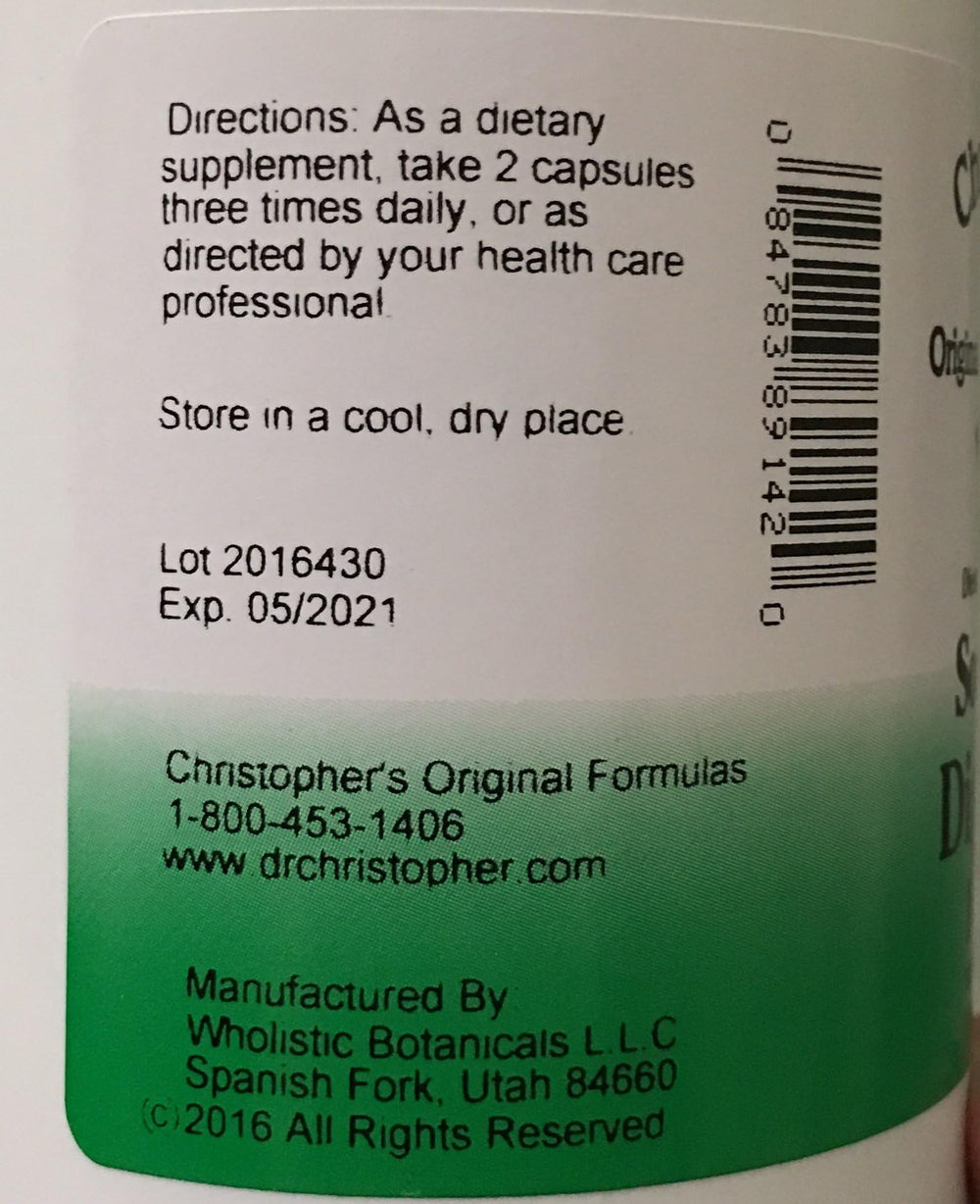 Christopher's Soothing Digestion capsules close-up showing gentle, non-stimulant daily support.