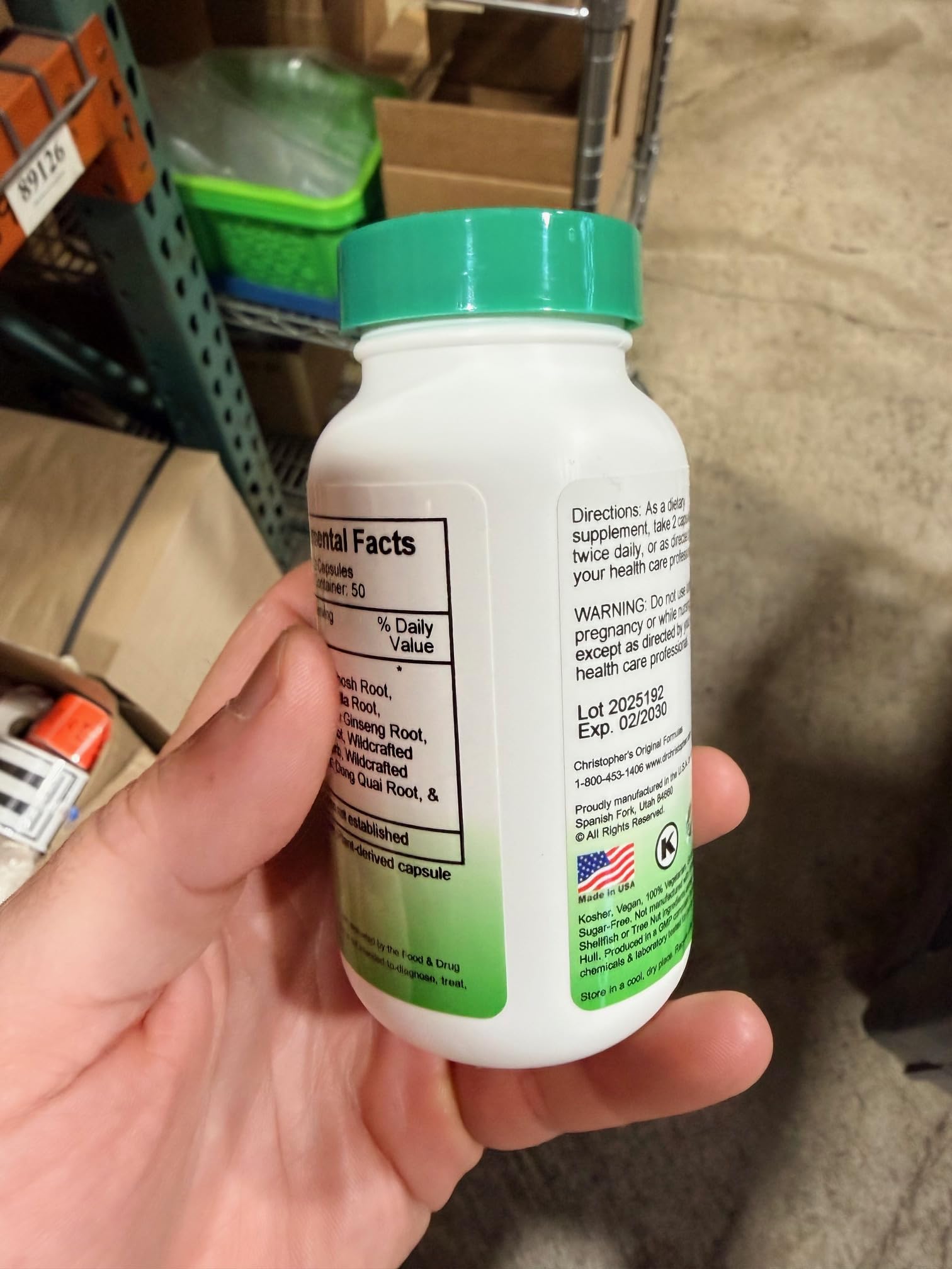 Vegetarian capsules from Christopher's Original Formulas for plant-based routines