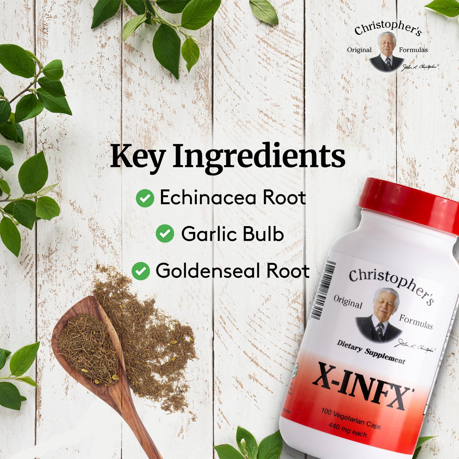 Christopher's X-INFX capsules in a bottle support daily wellness.