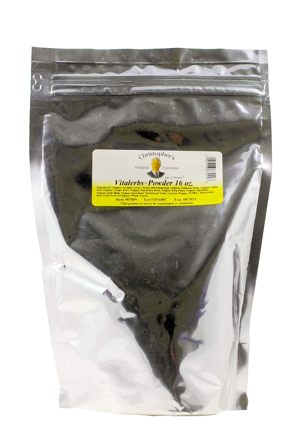 Christopher's Vitalerbs Powder bottle pour supports daily wellness and balanced nutrition.