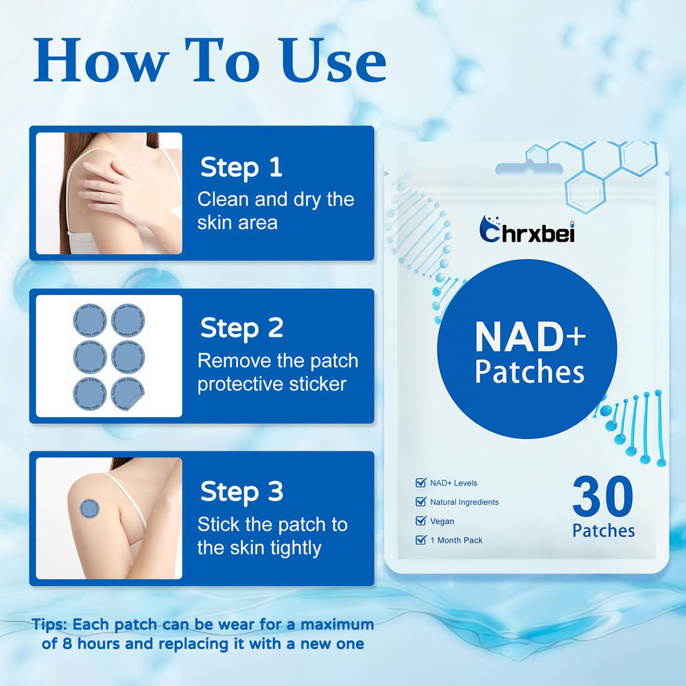 Chrxbei NAD+ patch packaging shown from front and back
