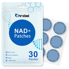 Chrxbei NAD+ patch on a woman's arm showing discreet daily use