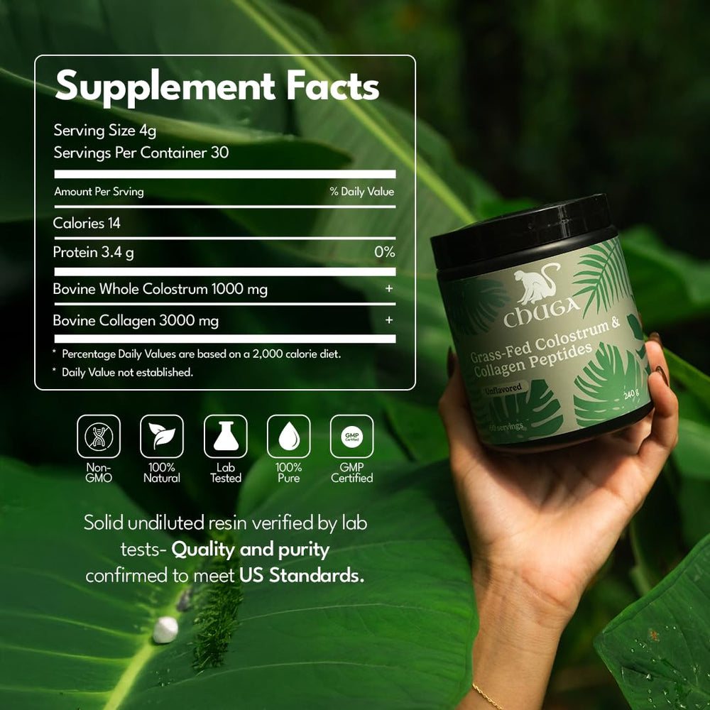 Chuga Grass Fed Colostrum & Collagen scoop shown for easy measuring and mixing