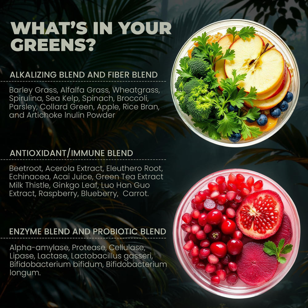 Closeup of spirulina and chlorella in Chuga's Super Greens mix.