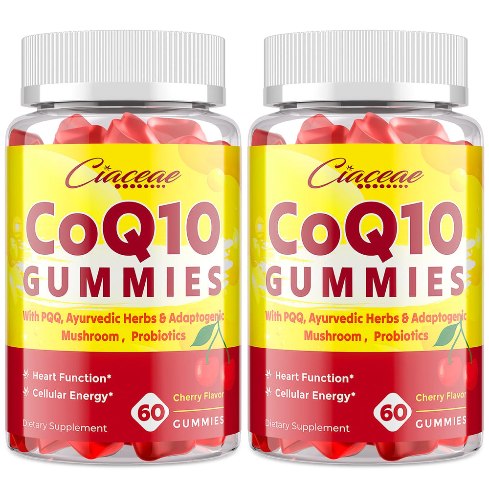 Ciaceae CoQ10 Gummies bottle shows 400 mg potency for daily energy support.
