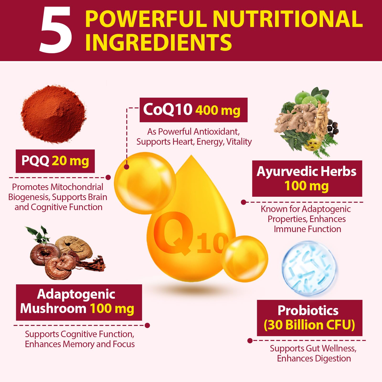 Ciaceae CoQ10 Gummies adaptogenic mushrooms blend emphasizes cognitive support.