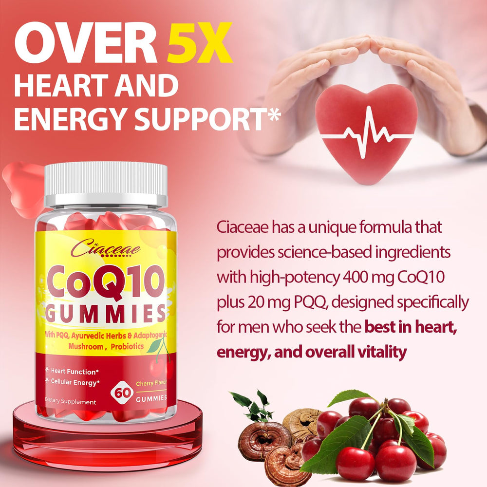 Ciaceae CoQ10 Gummies probiotic 30B CFU close-up shows gut wellness and immune strength