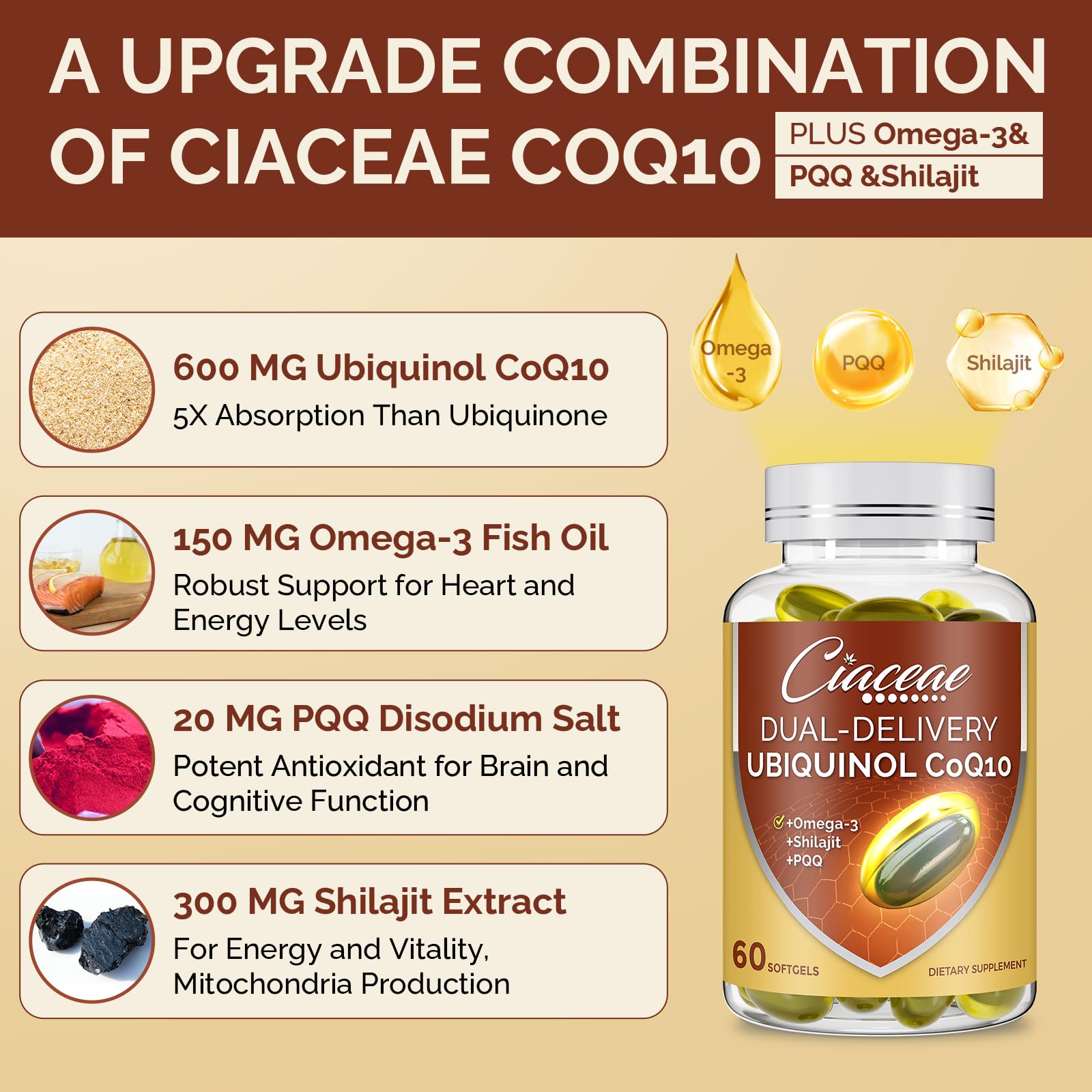 Ciaceae PQQ included in the formulation signaling cognitive vitality benefits.