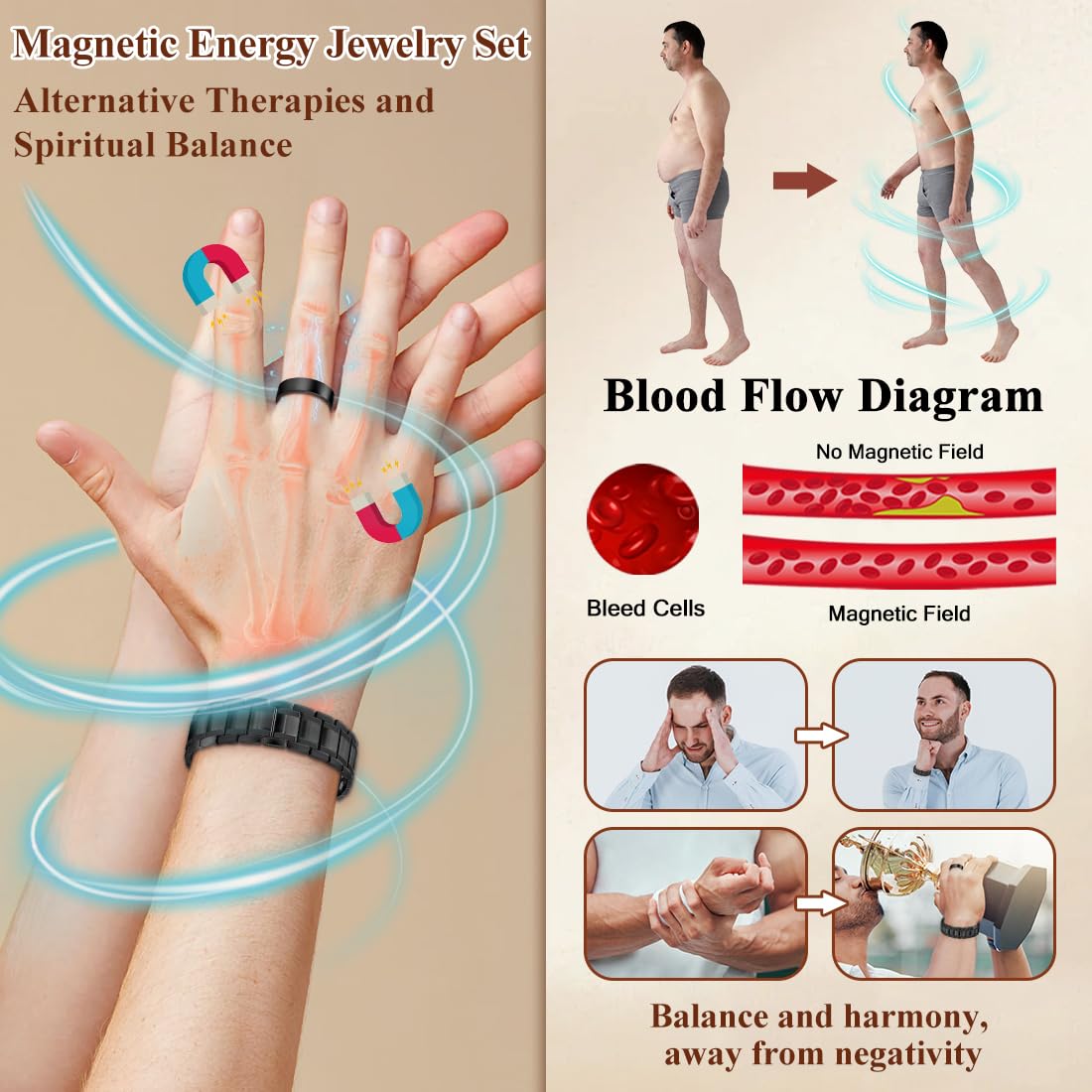 Cigmag 3X copper bracelet on wrist, modern masculine style for everyday wear.