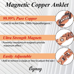Cigmag Adjustable copper anklet with two extra clasps