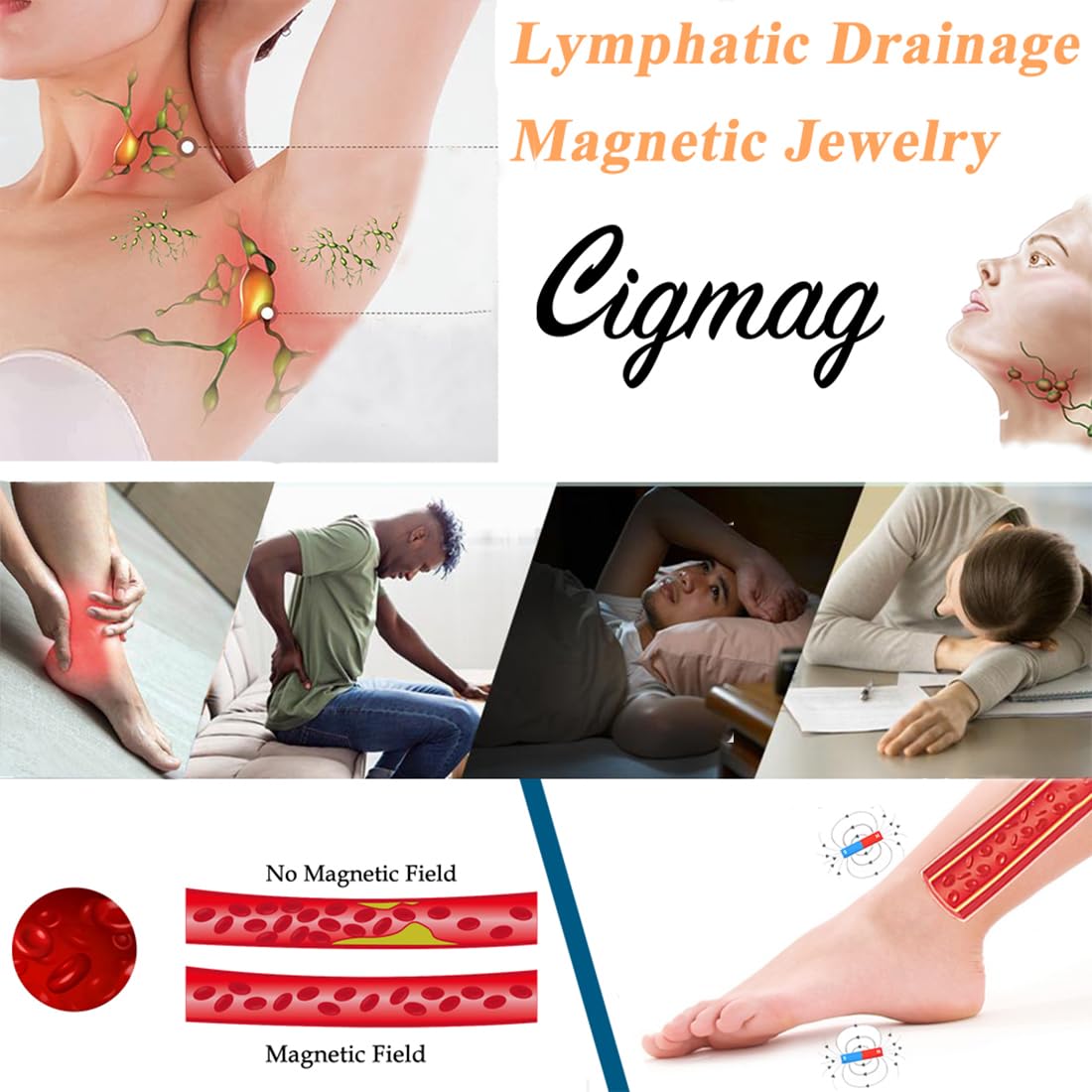 Cigmag Copper Anklet with visible ultra-strength magnets