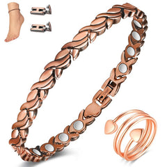 Cigmag copper anklet with visible ultra-strength magnets for daily wear.