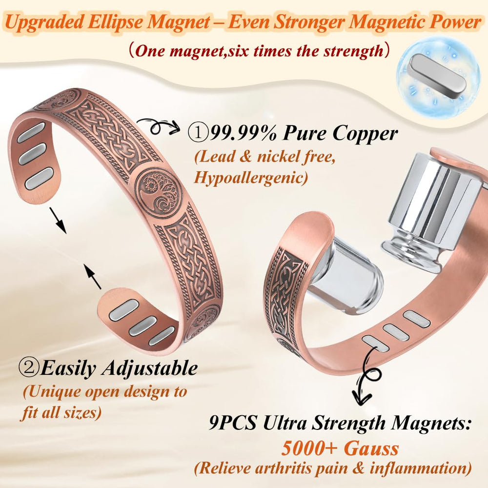 Cigmag copper bracelet adjustable-fit close-up demonstrates easy resizing