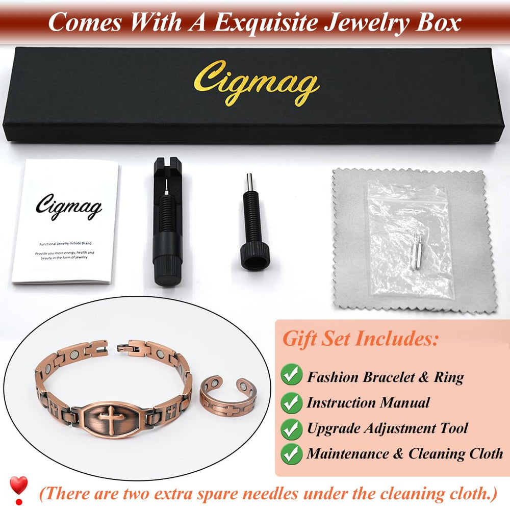 Cigmag copper bracelet worn on wrist in lifestyle shot for everyday elegance.