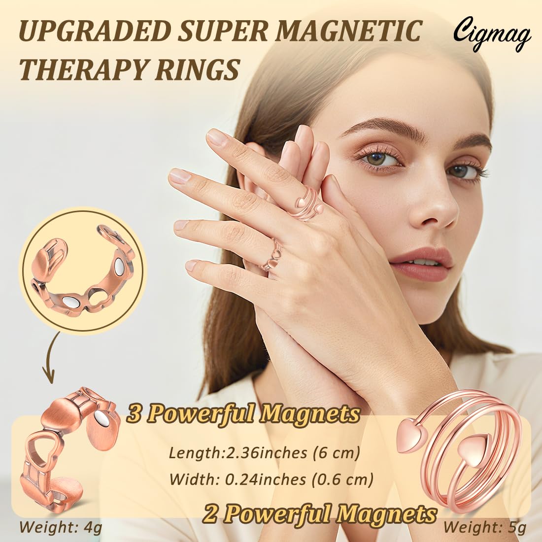 Cigmag copper ring with rose-gold finish complements any outfit