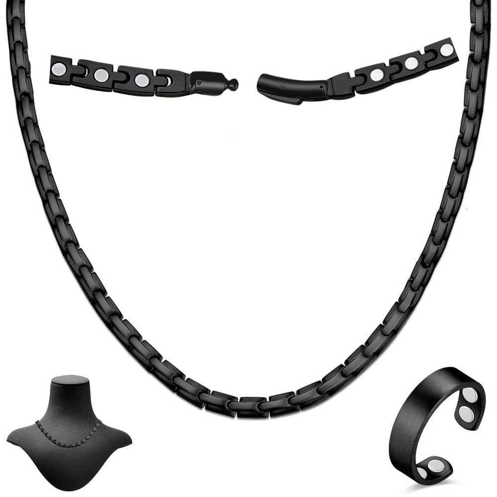 Cigmag magnetic necklace titanium closeup showing durable design and visible magnets.