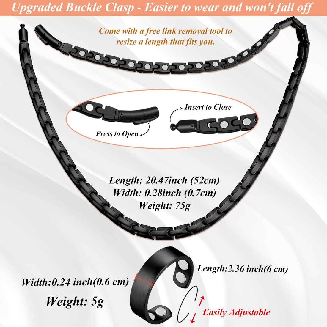 Cigmag adjustable sizing tool included for a precise, easy fit.