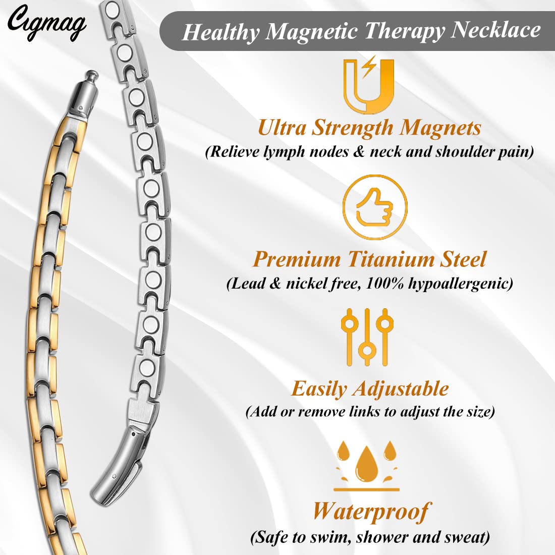 Cigmag adjustable sizing tool being used to resize the necklace.