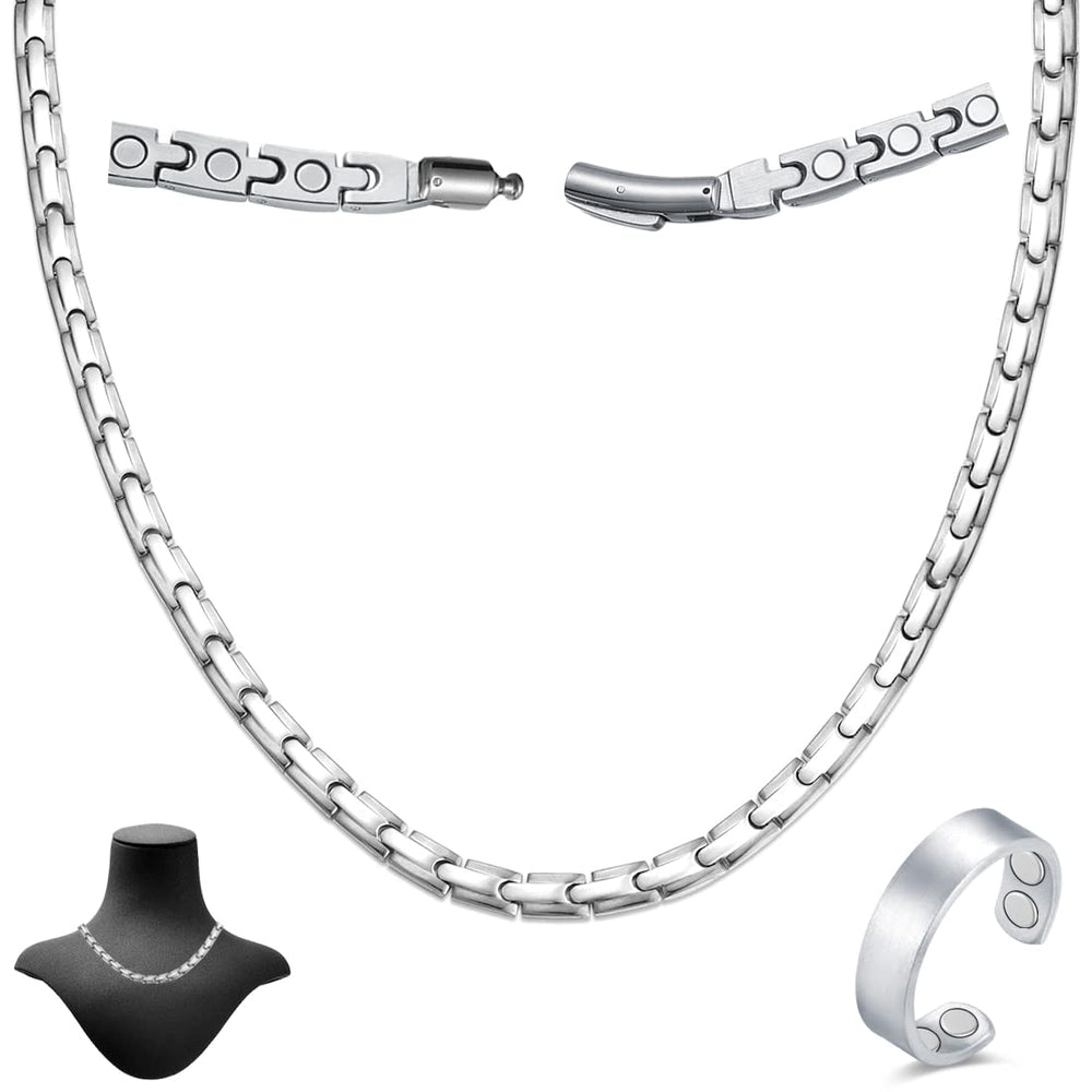 Cigmag titanium necklace close-up with neodymium magnets for lasting magnetic action