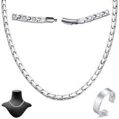 Cigmag titanium necklace close-up with neodymium magnets for lasting magnetic action