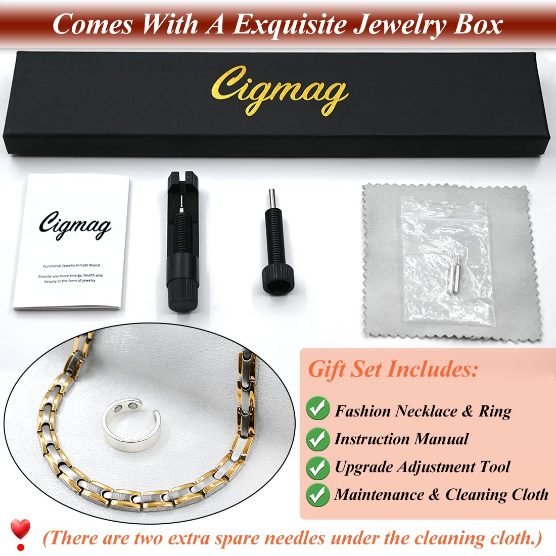Cigmag titanium necklace is water-resistant for everyday weather.