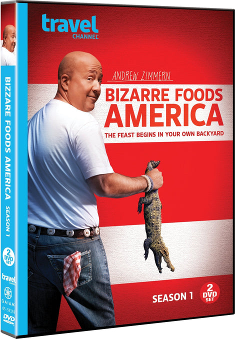 CINEDIGM Bizarre Foods America Season 1 DVD cover, inviting culinary discovery of diverse flavors