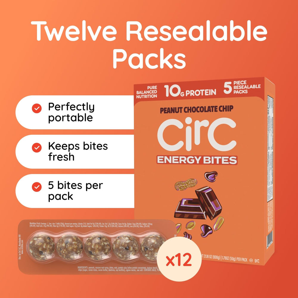 CirC Energy Bites ingredients display with oats, peanuts and dates.