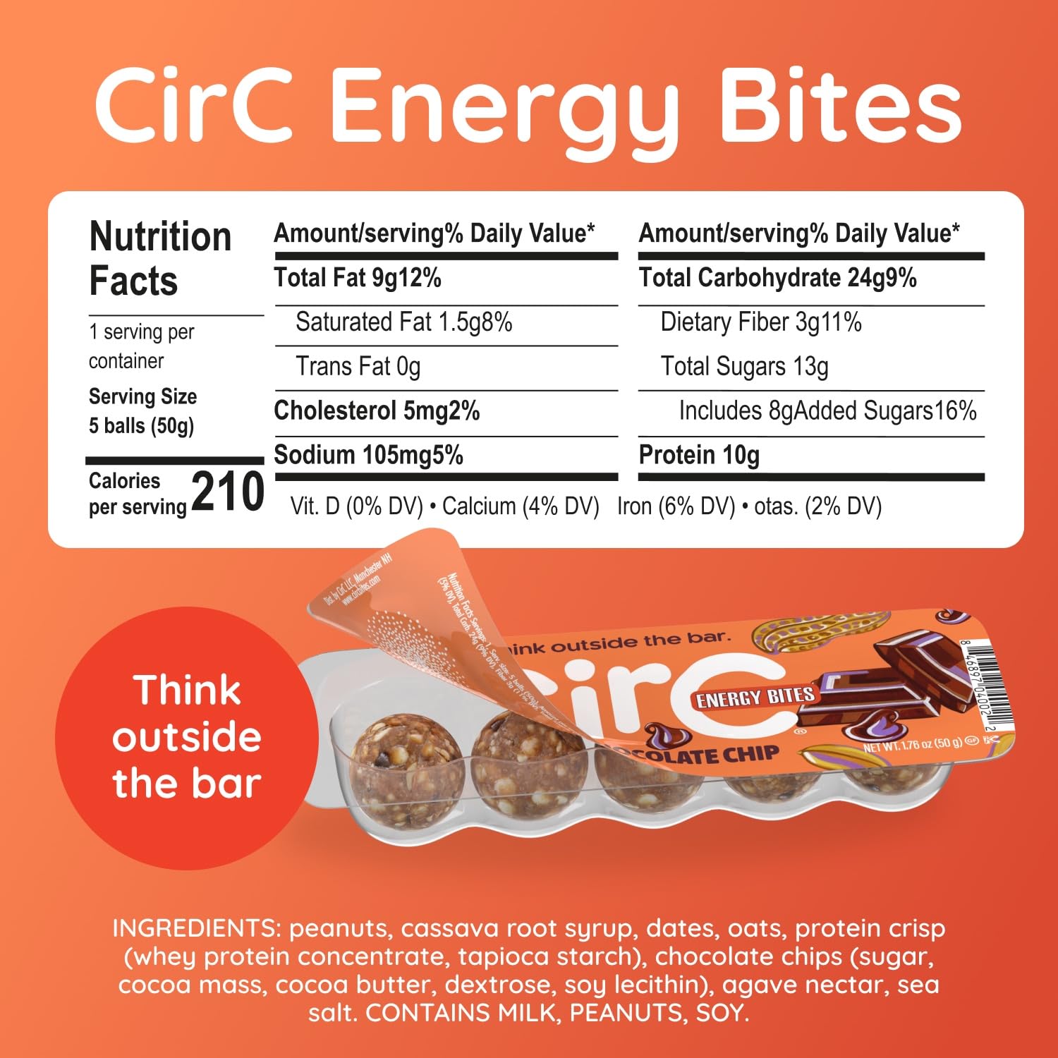 CirC Energy Bites resealable tray with snack portions.