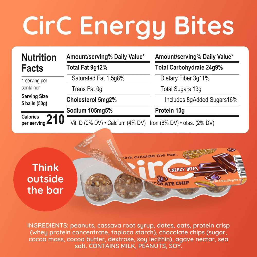 CirC Energy Bites resealable tray with snack portions.