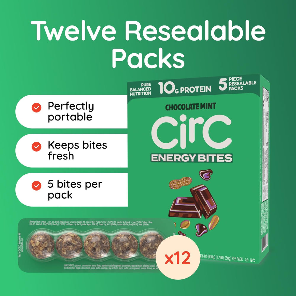 CirC Energy Bites with whole grains, nuts, and fruit for balanced nutrition