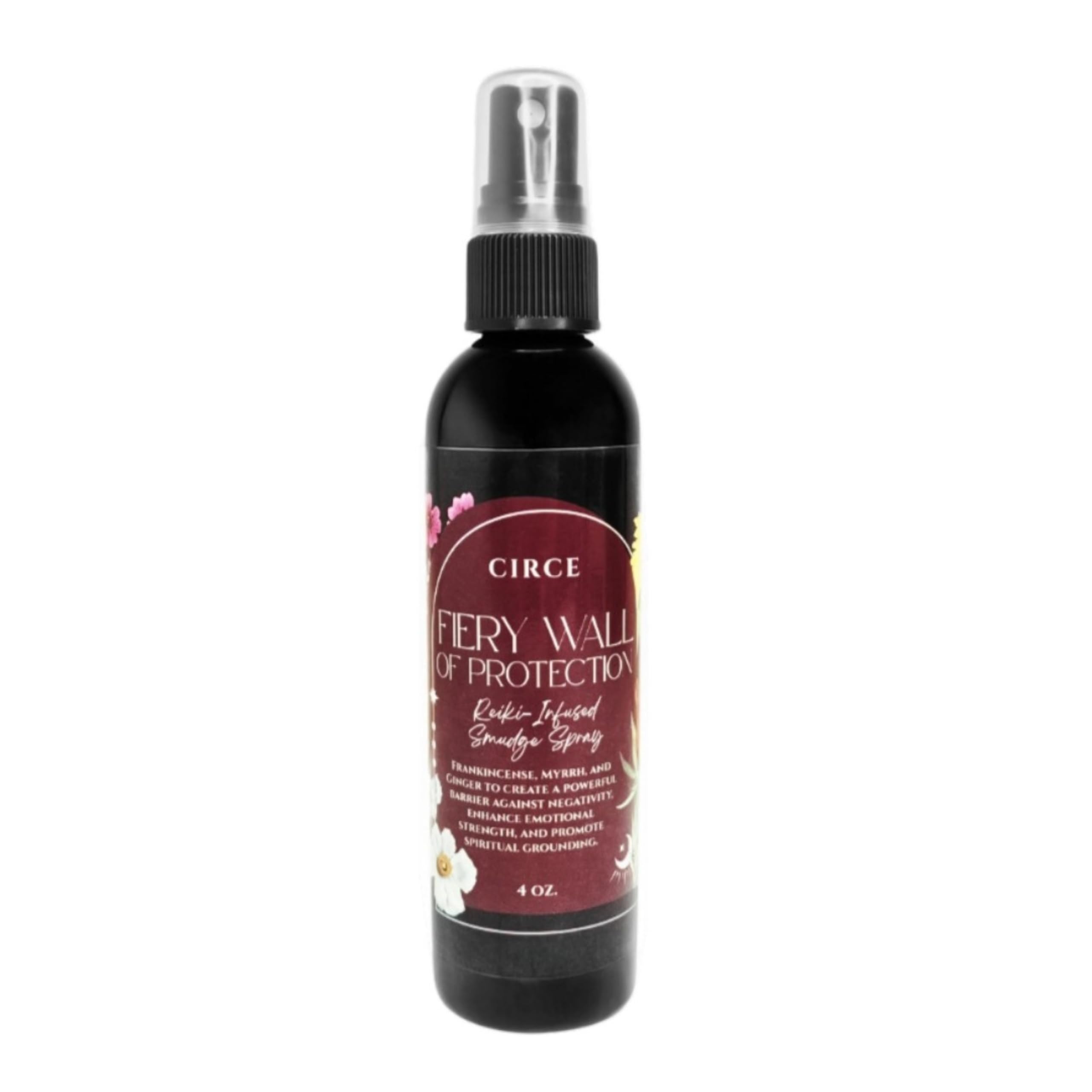 Circe Fiery Wall of Protection ritual-use bottle on a shelf inspires mindful boundary setting.