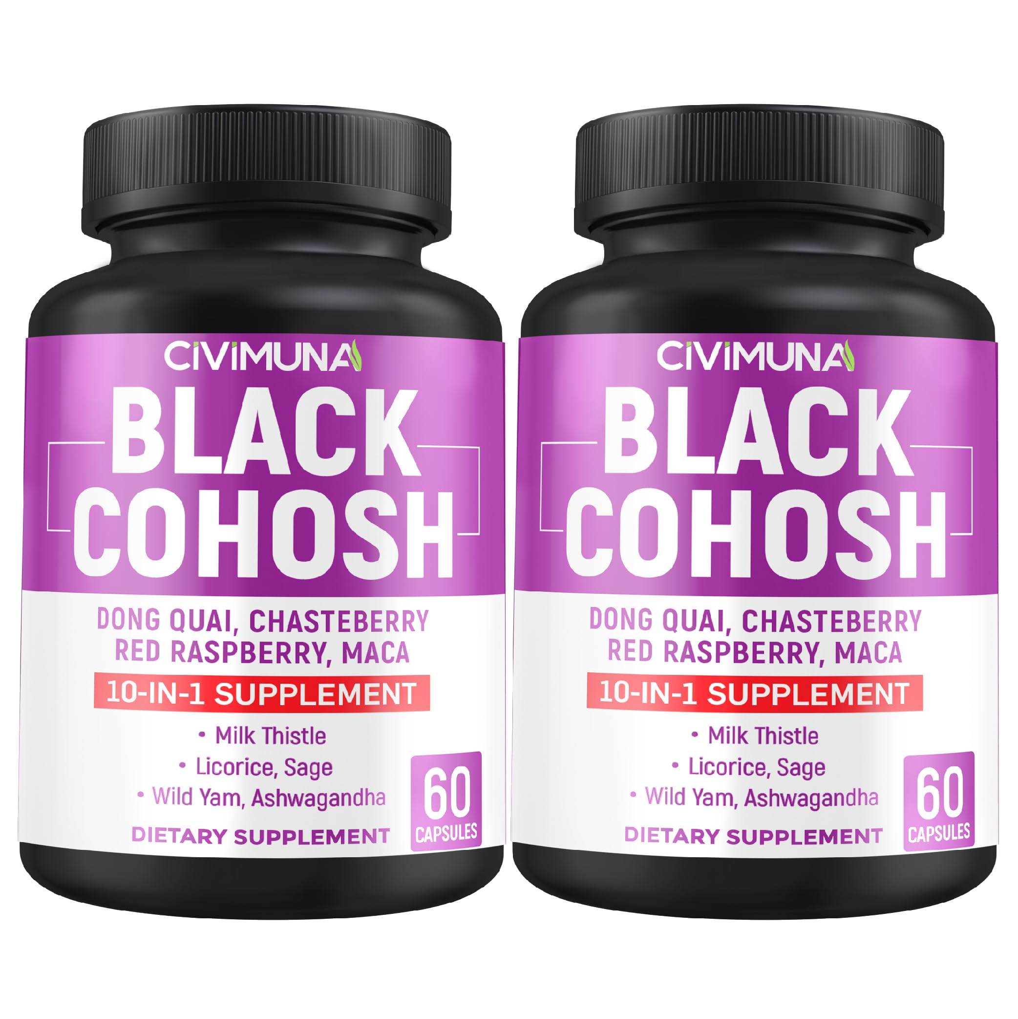 CIVIMUNA Black Cohosh bottle pour for daily wellness, subtle herbal notes.